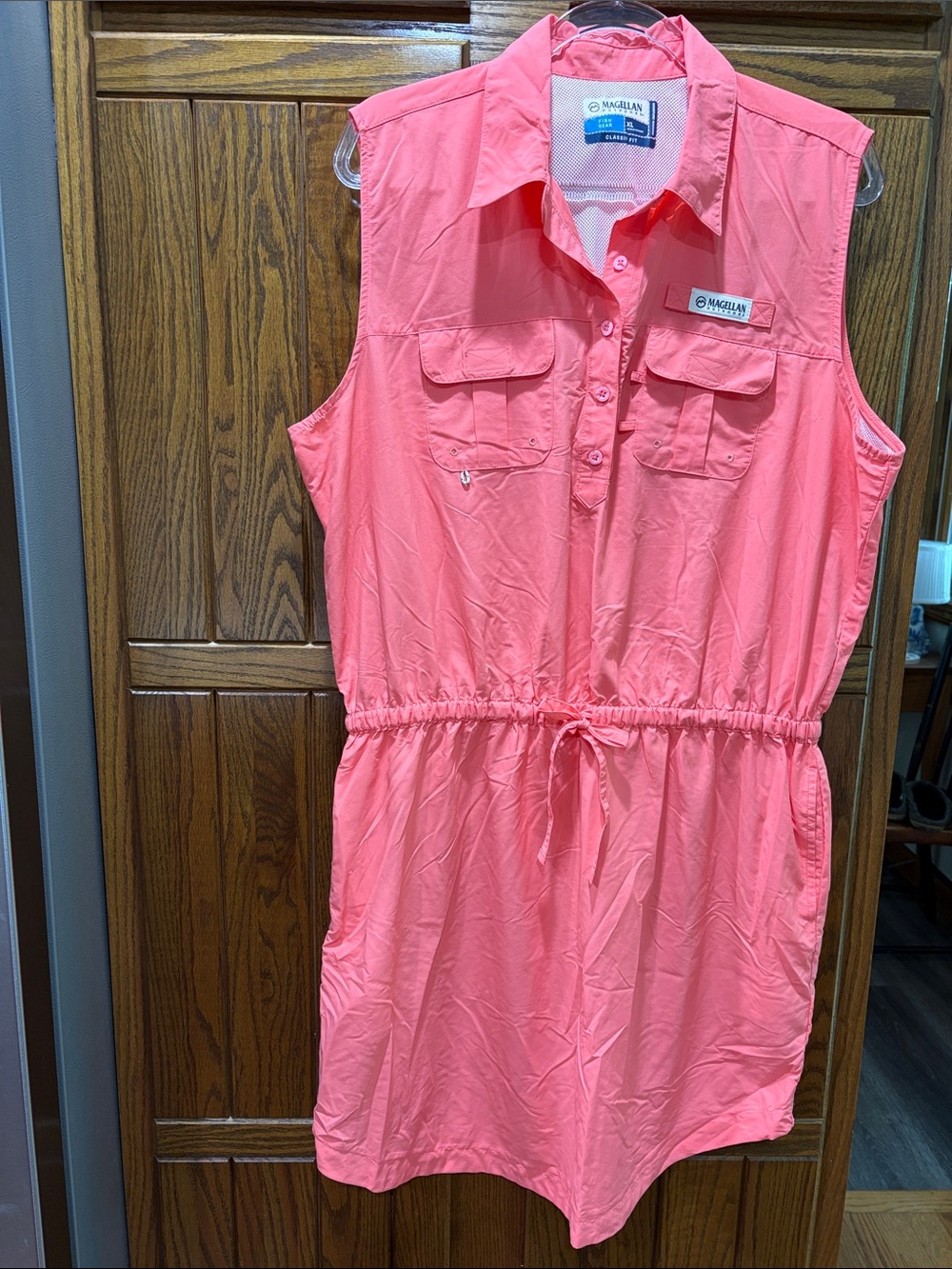 Magellan Outdoors Coral Pink Sleeveless Drawstring One-Piece Romper